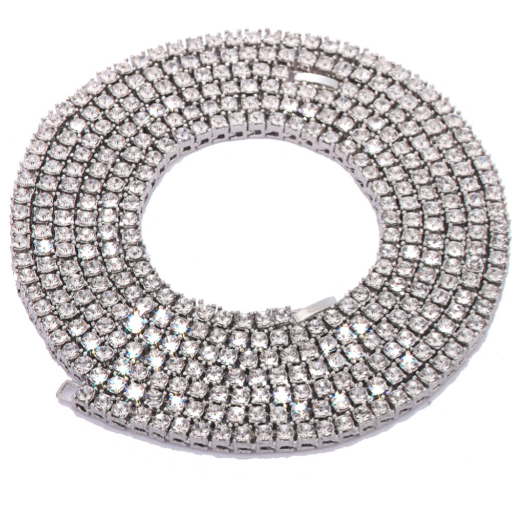 1 Row Rhinestone Men&#39;s Hip Hop Necklace Rap Singer Necklace Ice Tennis Chain Necklace Shiny Women&#39;s Necklace: TC002S / 8inch and 16inch
