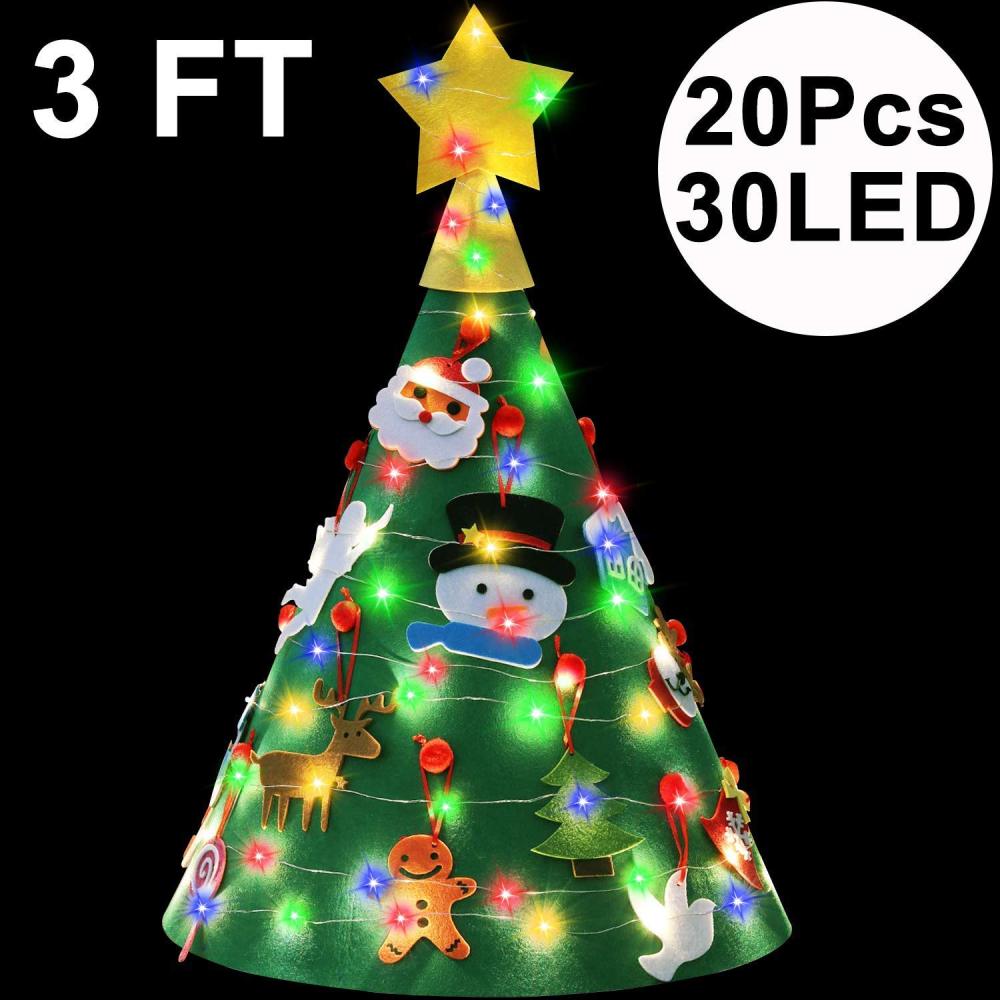 3D bricolage feutre arbre de noël avec éclairage maison décoration de noël enfant de noël jouets nouvel an Navidad décorations de noël