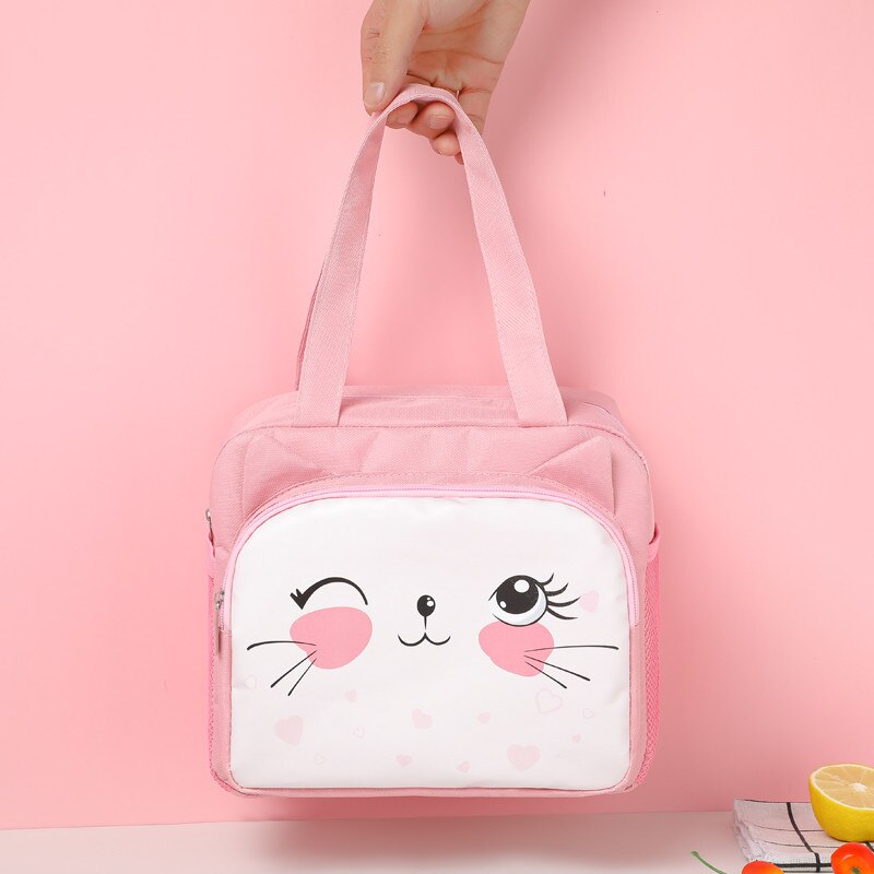 Bolsa térmica kawaii para mujer, bolsa de pícnic escolar con aislamiento térmico a prueba de agua para chico, bolso de almuerzo con asa, bolsa enfriadora portátil con dibujos animados