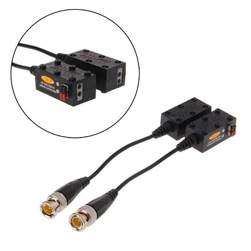 CCTV torcido BNC 1 canal pasivo TVI CVI AHD transceptor de Video Balun Coaxial CAT5 Cámara UTP Cable adaptador Coaxial