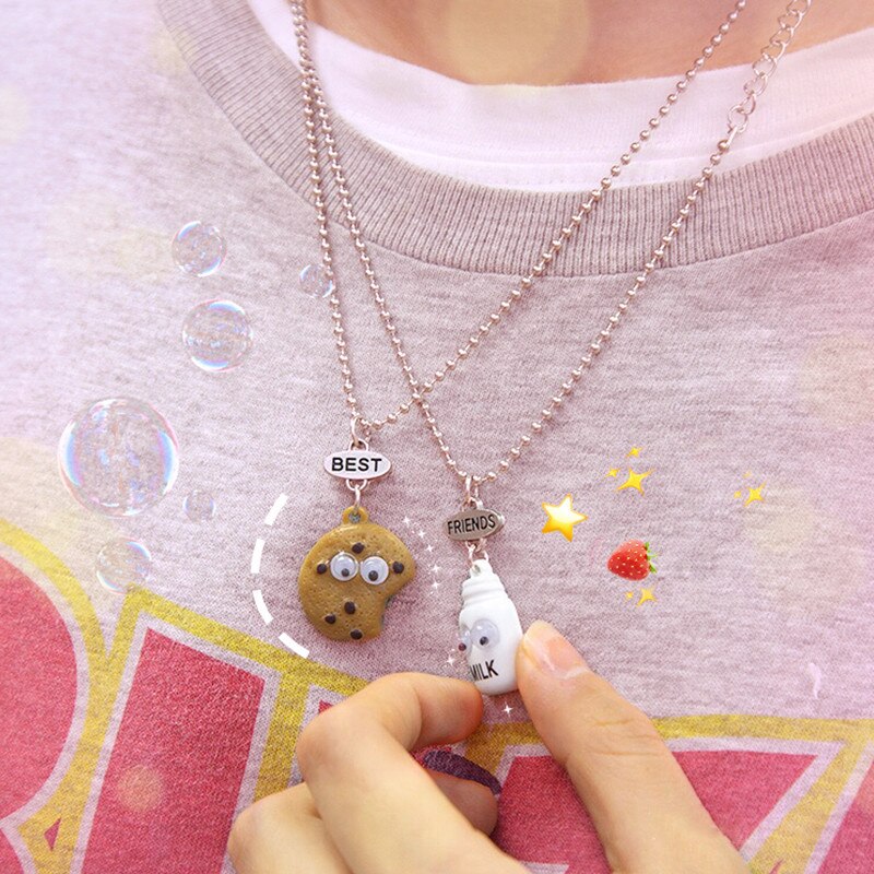 1 stuks mini Oreo koekjes en koffie hanger ketting Beste vriend Cookies melk BFF voedsel vriendschap sieraden