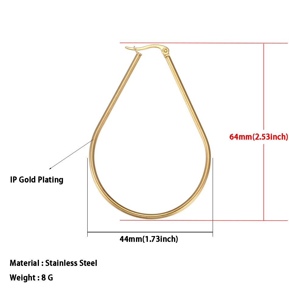 Geometric Hoop Earrings For Women Stainless Steel Gold Color Big Large Earrings Statement Jewelry: 1794 Gold 44mm
