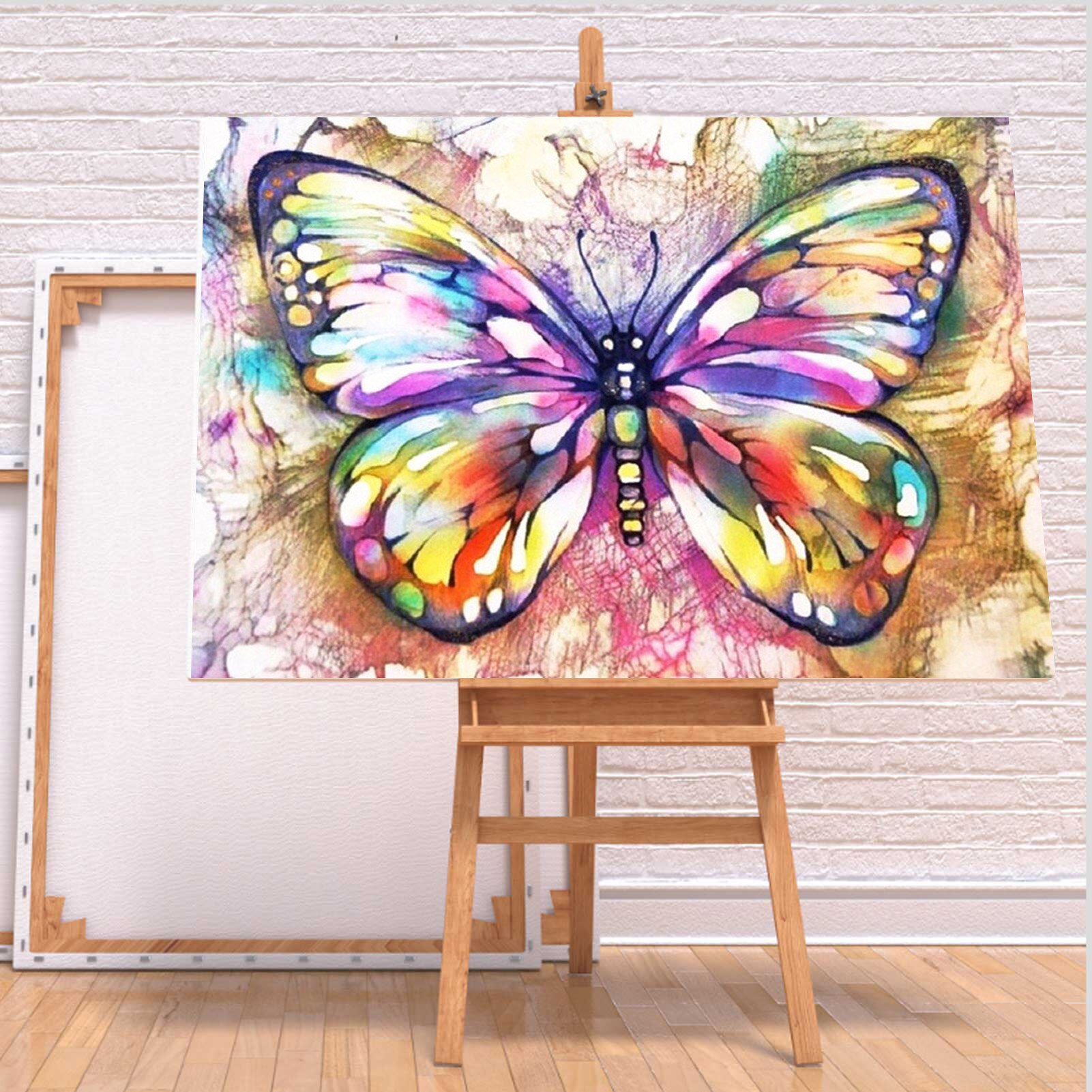 Pintura por números de mariposas y flores, láminas de manualidades con pintura por números, Kit de , dibujo sobre lienzo, arte de pared para colorear, decoración del hogar