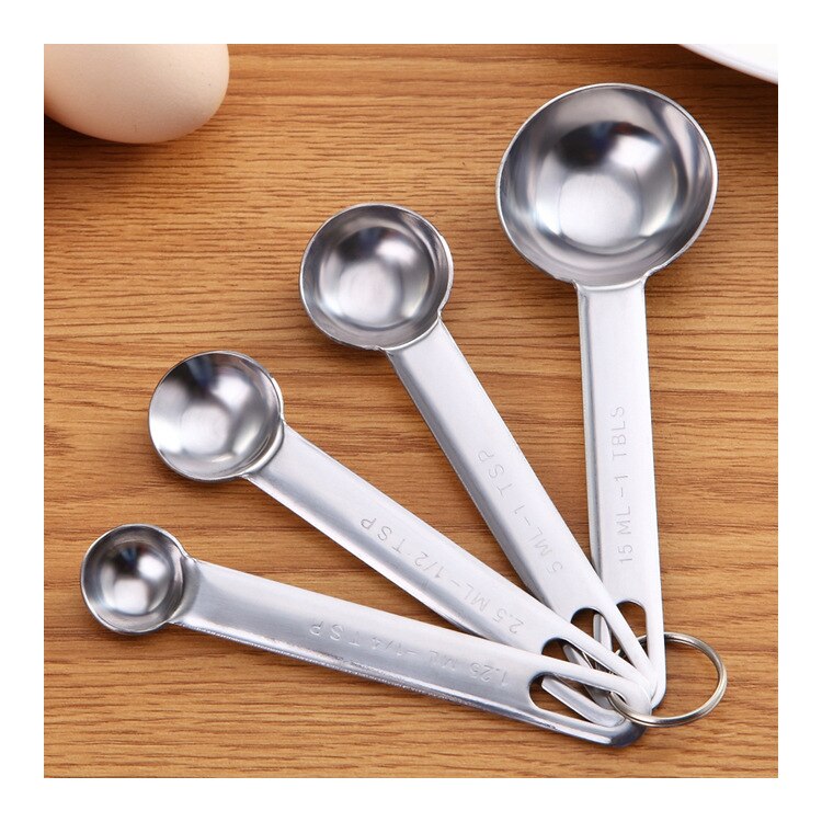 4pcs/7pcsMeasuring Cups Measuring Spoons Set Stainless Steel Measuring Cup Spoon for Baking Tea Coffee Kitchen Measuring Tools: 4PCS