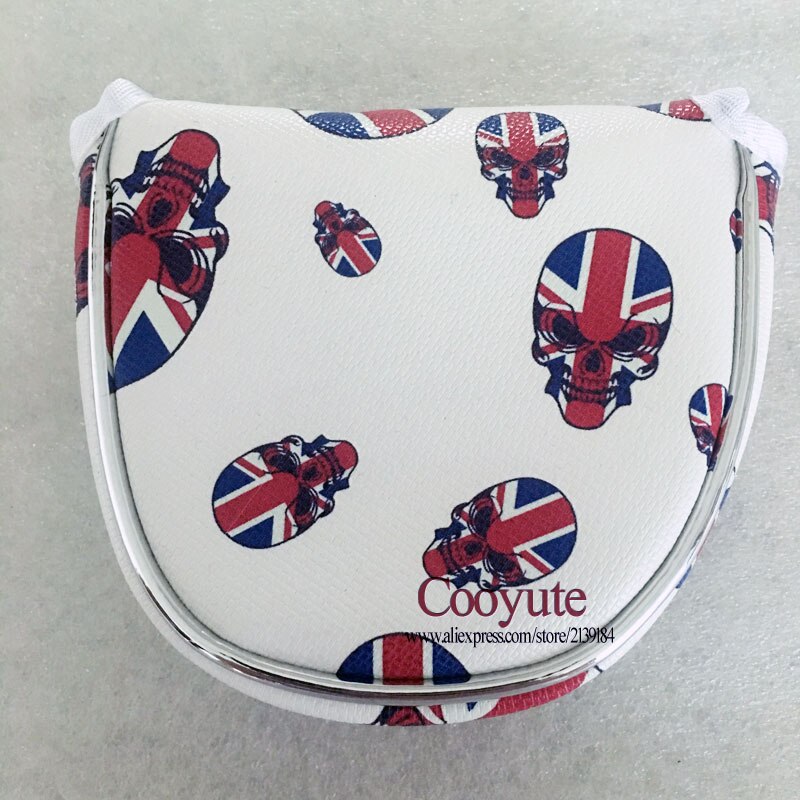 Club Golf headcover Cooyute Skull PU semicircle Golf Putter headcover Unisex White Color Golf Clubs headcover