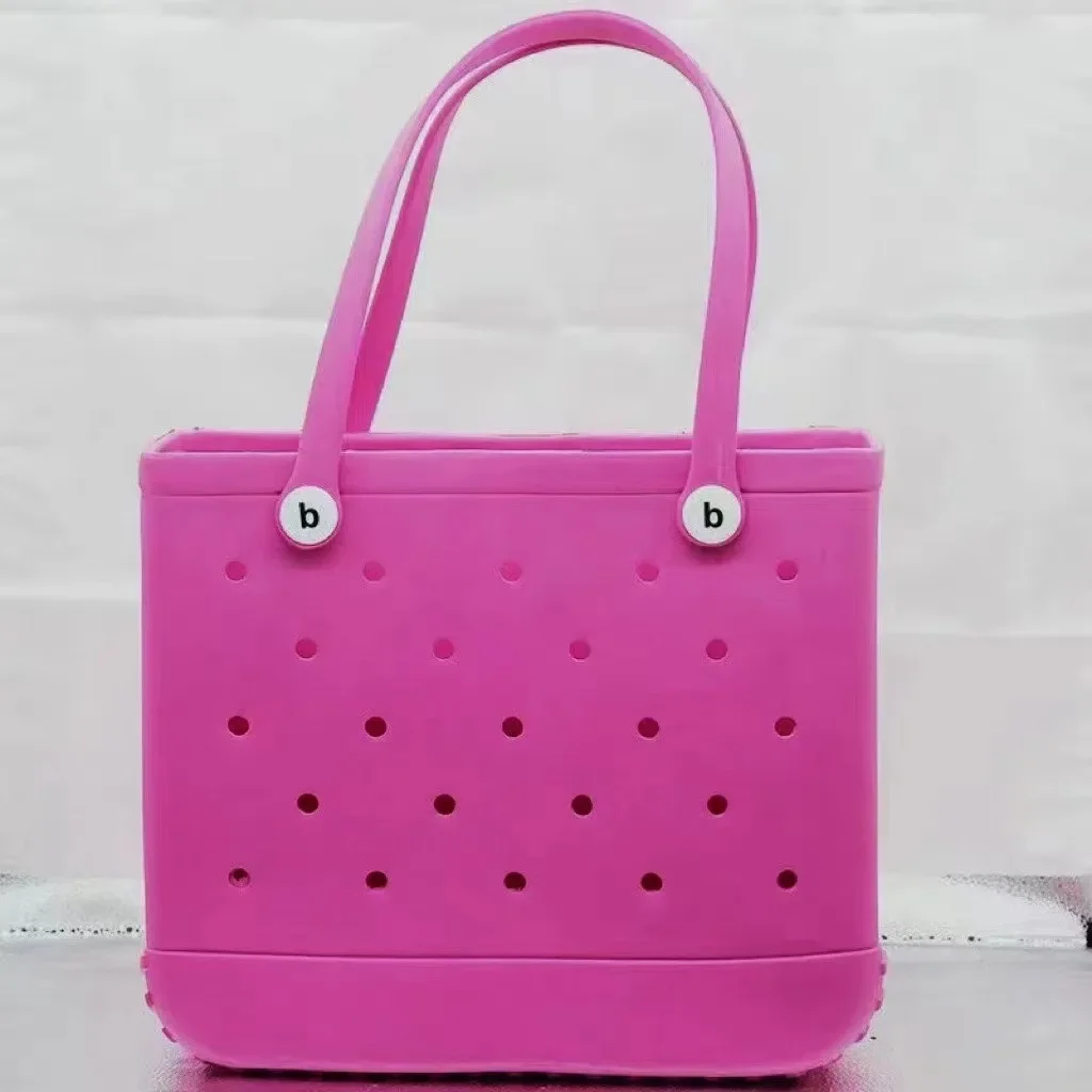 Mode Strand Bogg Bag Rubber Waterdichte Mand Grote Capaciteit Zomer Opslag Schouder Handtas Reizen Vrouwen Draagtas Boodschappentassen: WHITE