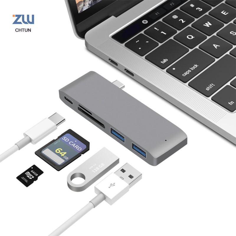 USB C Hub a TF SD Reader Slot Hub 3,0 PD Thunderbolt 3 adaptador para MacBook Pro/Air 12,3,5,6 pulgadas estación de acoplamiento tipo-c portátil