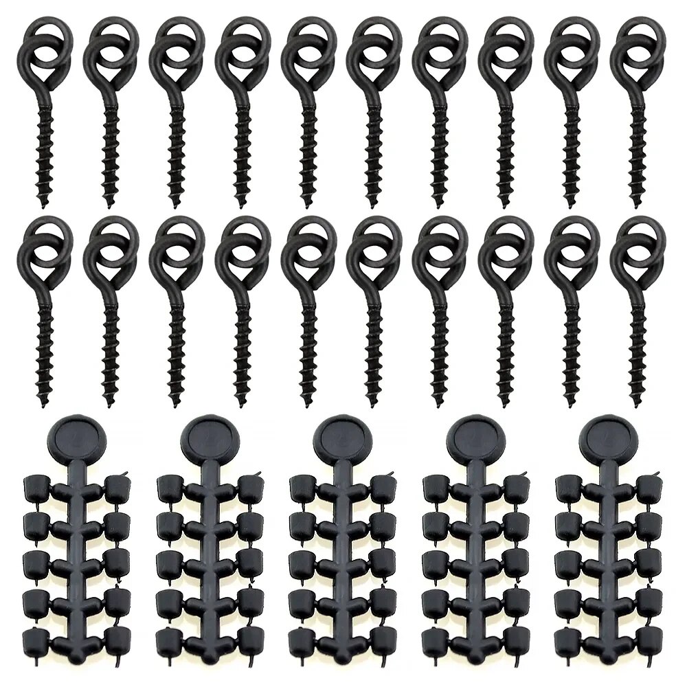 Hirisi 50 Stuks Rubber Kralen Voor Karper Vis Haak Karper Vissen Accessoires Vis Haak Stoper 20 Stuks Vissen Boilie Schroef Chod Rigs: Bruin