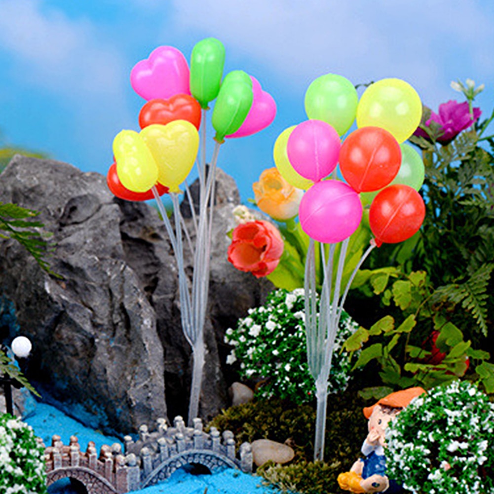 Mini Balloon Bouquet Cute Plastic Tube Balloon Bouquet Cluster for Cake Topper Microscopic Garden Decorative
