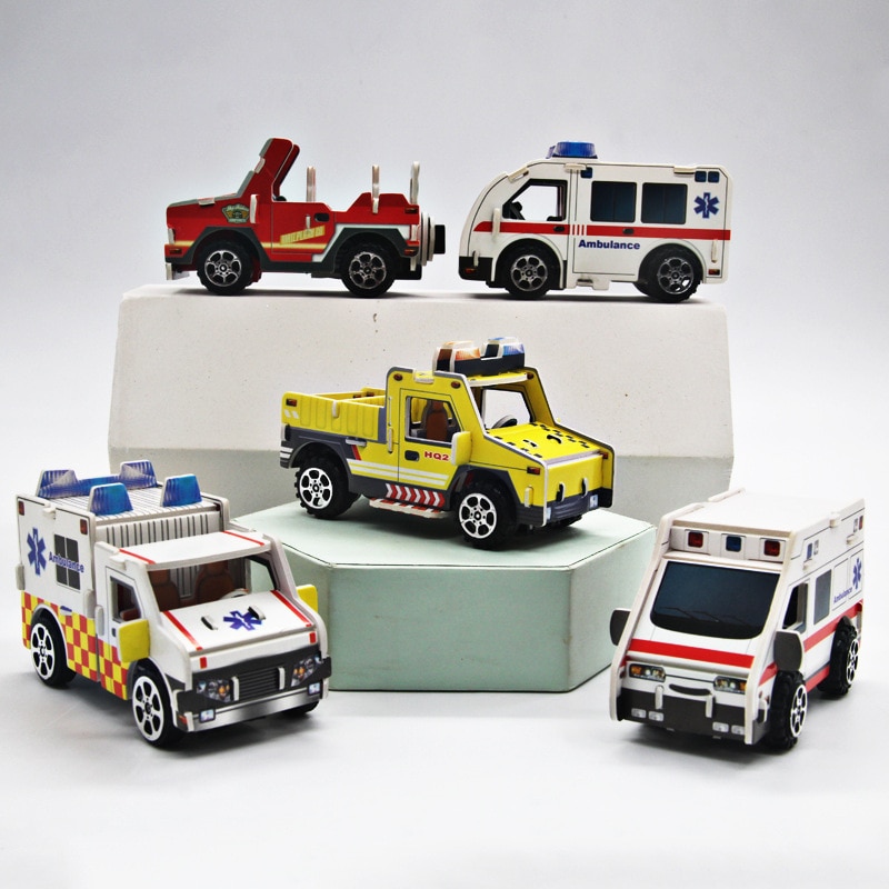 3D Verkehrs Thema Kinder DIY Papier Puzzle Pädagogisches Spielzeug Für Kinder Handwerk Racing Auto Flugzeug Montieren Spielzeug Kindergarten