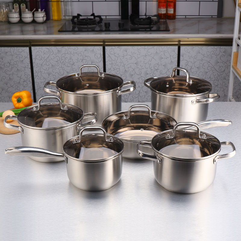 12 stk gryder pander induktion højkvalitets stegepande gryde inox sæt køkkengrej redskabssæt sikkert køkkenværktøj udvalgt hwc