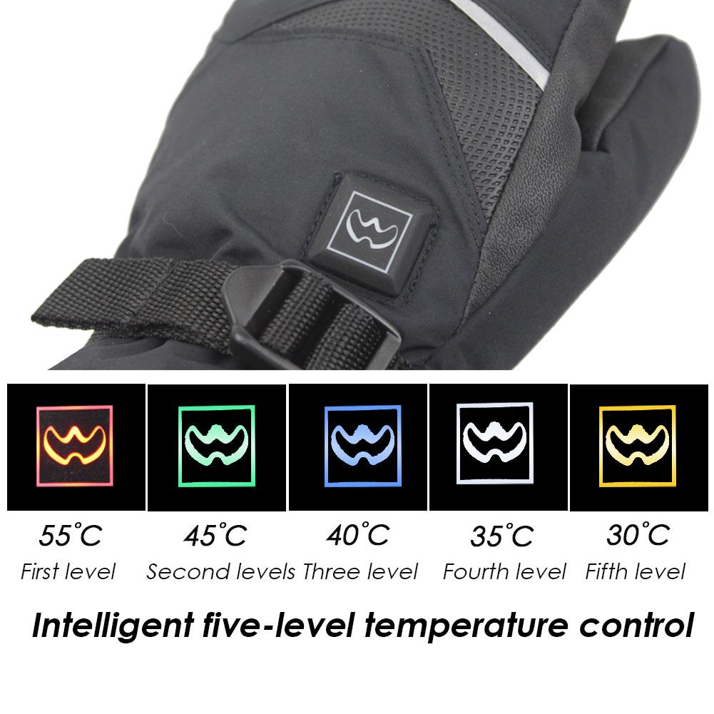 Luvas De Esqui impermeável Com Função Touchscreen Luvas de Snowboard Neve Quente Aquecida Elétrico Alimentado Por Bateria De Lítio Recarregável