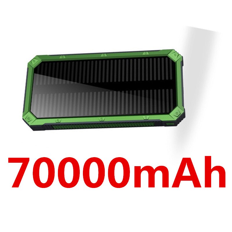 70000Mah Zonne Bank Led Verlichting Outdoor Draagbare 2 Usb Poverbank Reizen Externe Batterij Voor Samsung Iphone Xiaomi: green-70000mAh