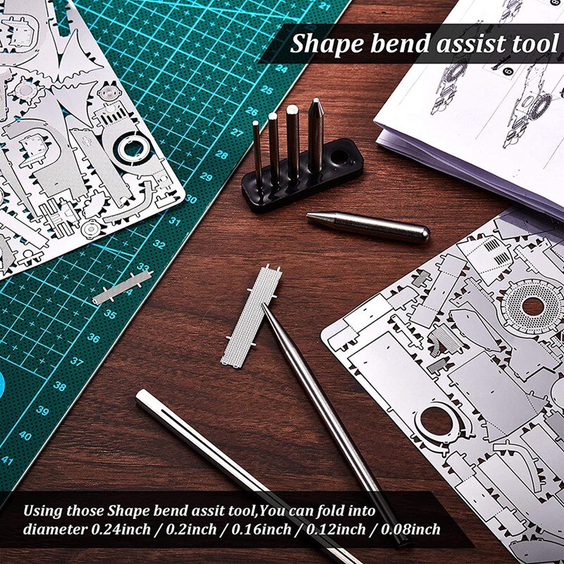 Juego de herramientas de bricolaje para modelismo de Metal, kit de doblado de 7 piezas, con forma de cono, cilindro y borde de lengüeta