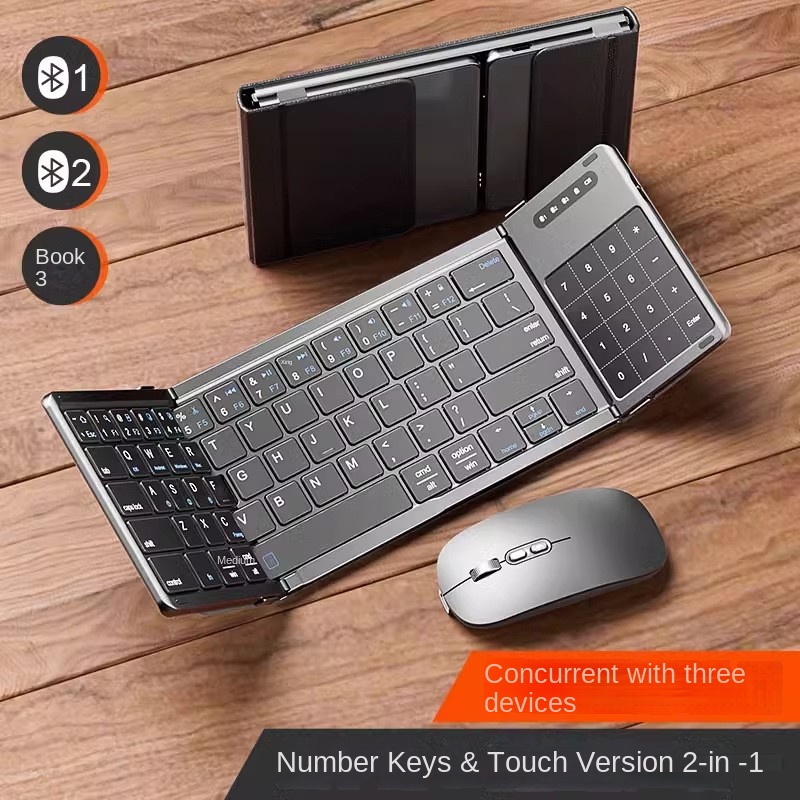 Draagbare Draadloze Opvouwbare Toetsenbord Bluetooth Touchpad Mobiele Telefoon Tablet Notebook Muis Set Meerdere Apparaat Universele Keycaps 2024