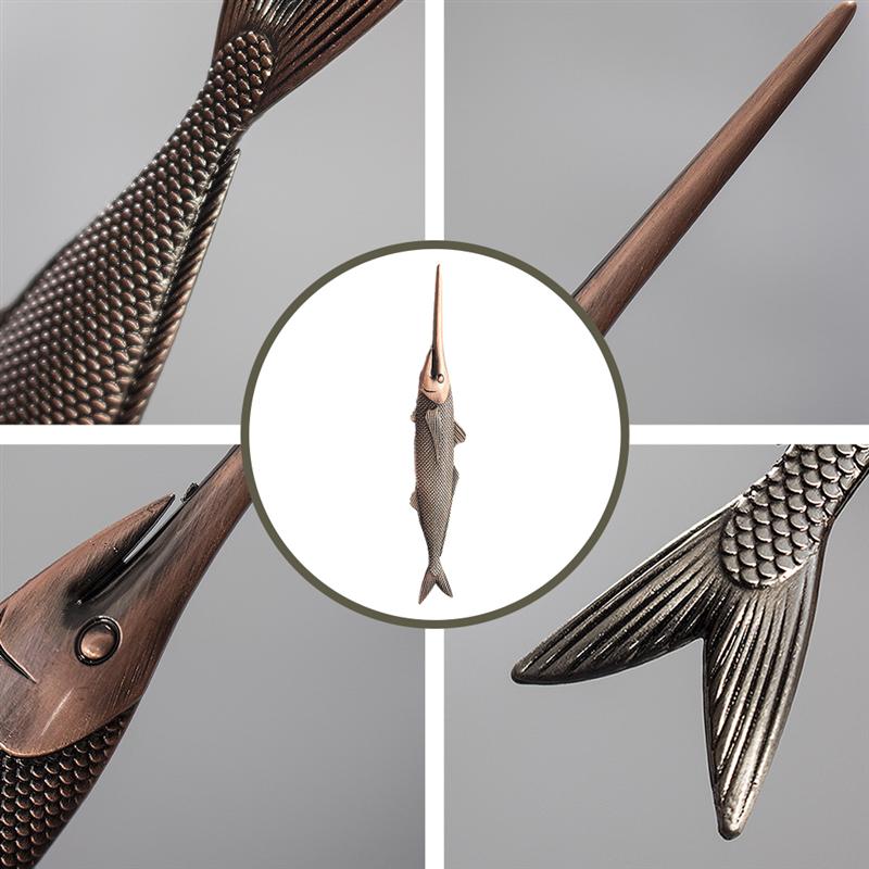 Aguja de té en forma de pez, de aleación de Pu'Er, cuchillos de té, aguja, selección de hielo, herramienta de selección de pastel de Casa de Té para (Color aleatorio), 1 ud.