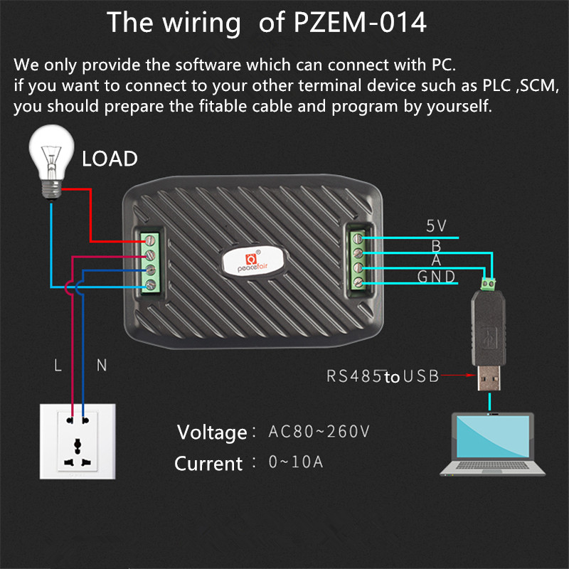 ! Medidor Digital de potencia AC de 220V 10A medidor eléctrico RS485 Modbus medidor de frecuencia Kwh medidor PZEM-014