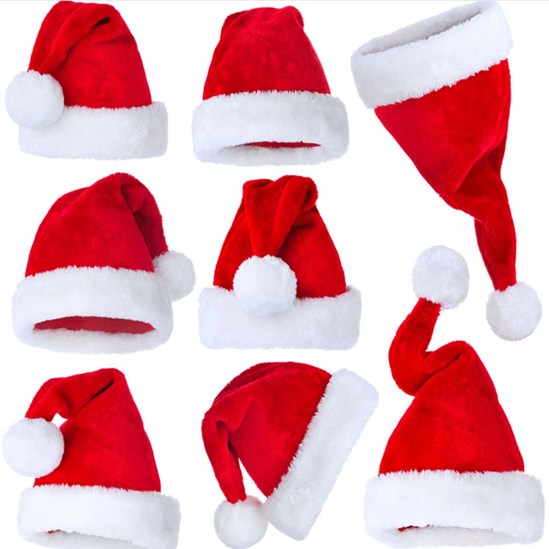 Met pluchen rand kerstman muts pluizige kerstman muts kerstversiering kerstfeest hoed kerstman verkleedhoed bontbal