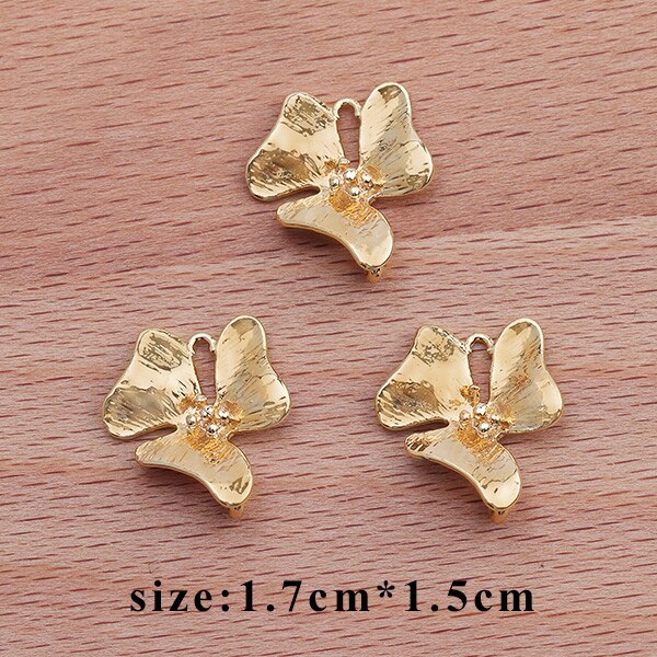 Gufeather  m336, smykketilbehør ,18k guldbelagte ,0.3 mikron, gør-det-selv-vedhæng, blomsterform, gør-det-selv øreringe, smykkefremstilling ,10 stk/parti: M33610