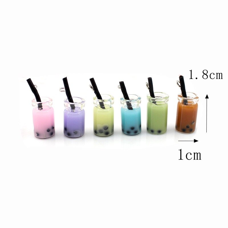 10Pcs 3D Hars Bubble Drinken Fles Bedels 27*10Mm Parel Melk Thee Hangers Voor Sieraden Diy Handgemaakte oorbellen Armband Finding