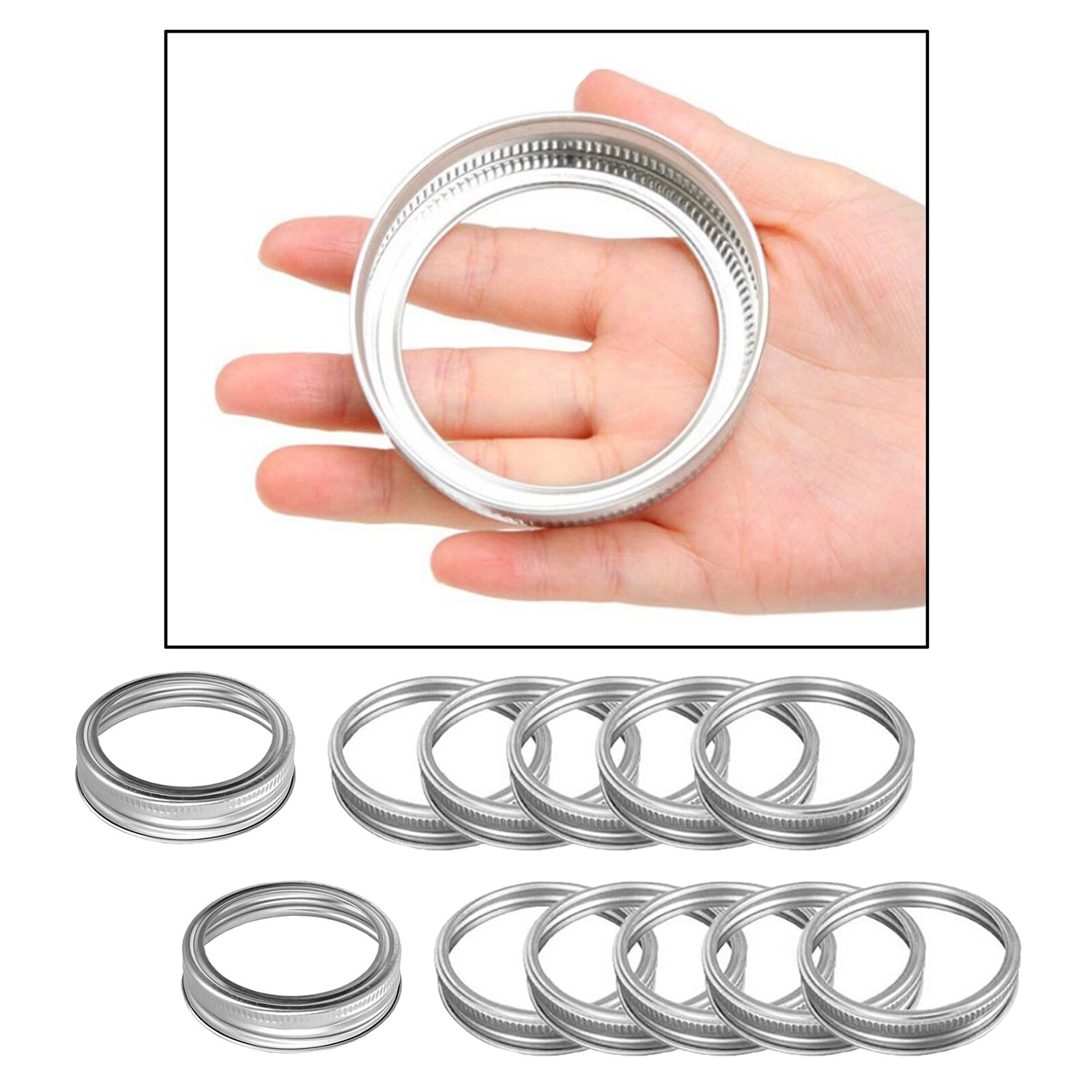 12pcs Mason Jar Lids Split Caps Rings Secure Mason Storage 70mm 86mm