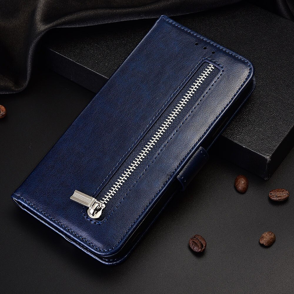 Case For Alcatel 3X 5058I 5058Y Case Zipper Wallet Flip Leather Case Alcatel 3X 5058 Soft Coque Fundas: 61Zipper-Blue