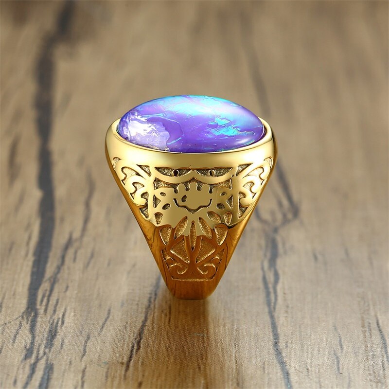Håndlavet mænds ring multi fire etiopisk opal ring naturlig etiopisk opal ring i guld farve oktober birthstone