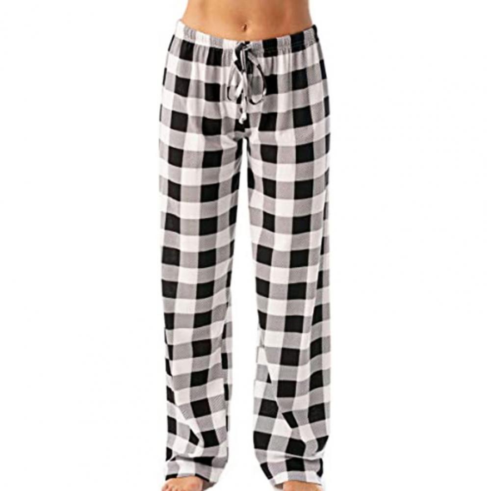 Unisex Casual Plaid Pants Loose Sport Plaid Pajama Pants Trousers Casual Harem Piżama Męska Men Streetwear Pants: Black White / L