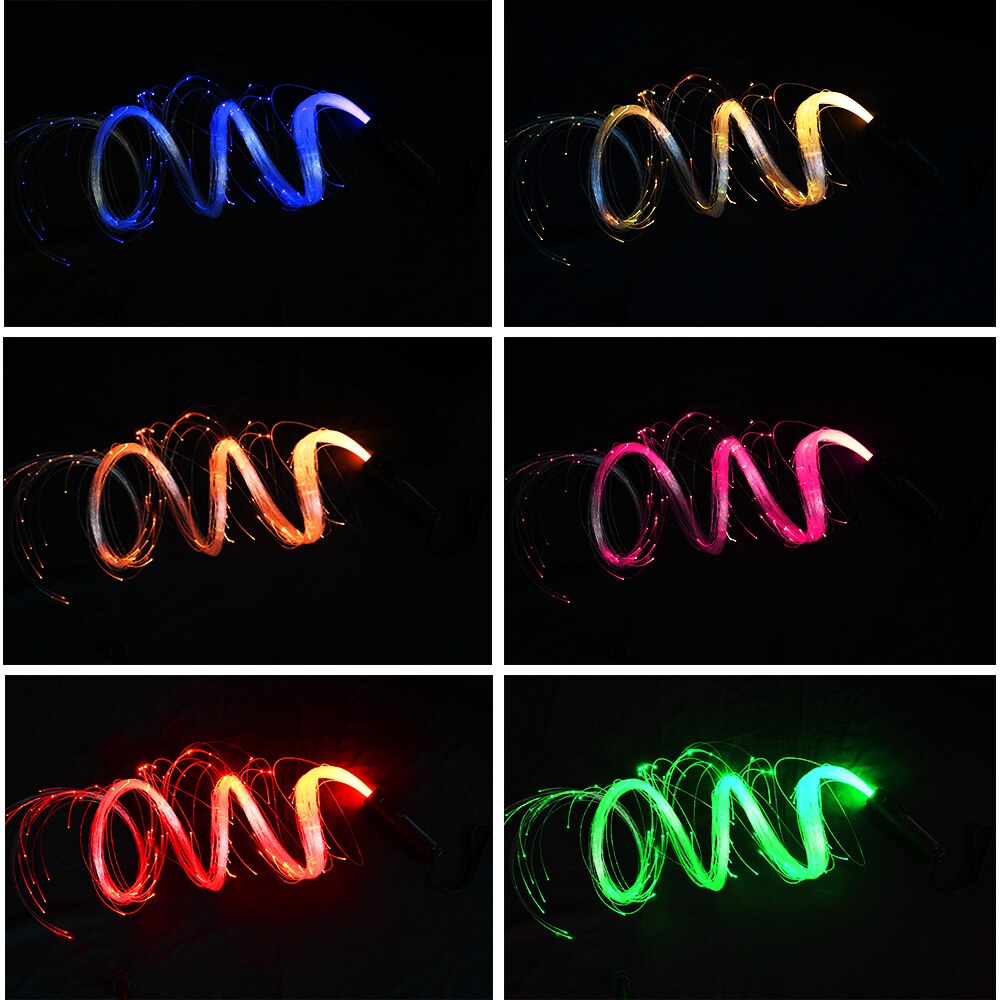 7 colors LED Fiber light Whip Dance Whip 3w fiber optic flashlight for KTV Parties Lights Shows EDM Music Festival