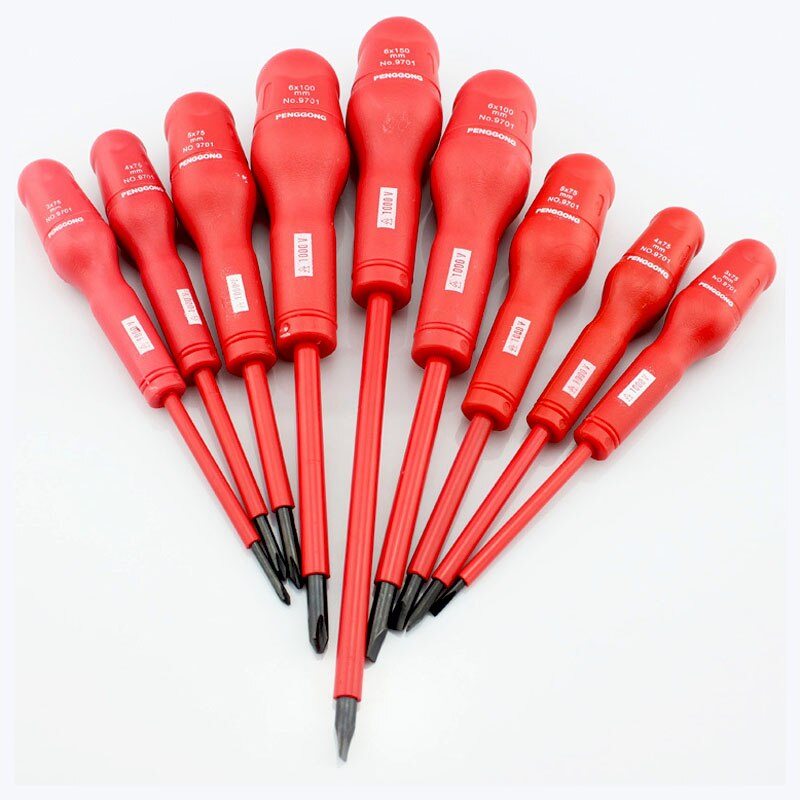 (1pcs) 3-6mm Phillips Slotted Screwdriver Insulated Screwdrivers Cross Flat Screwdriver Magnetic Tip Screw Driver Repair Tool