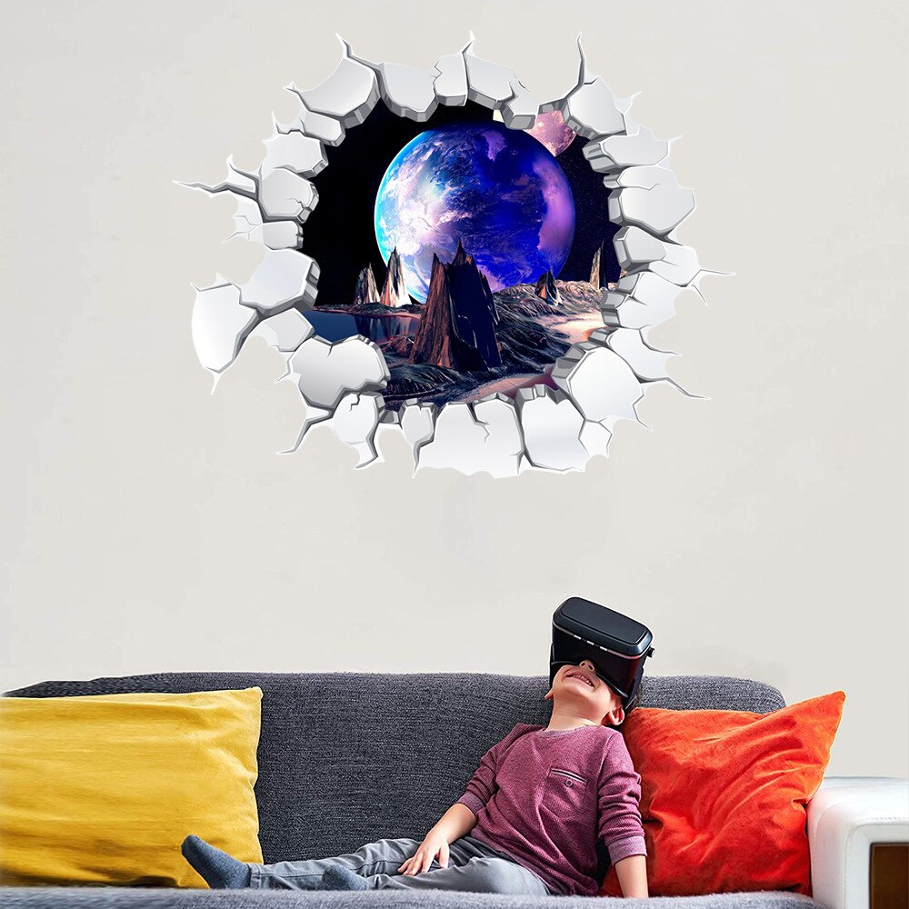 3D gwiazda planeta zepsuta ściana naklejki pokój dziecięcy astronauta strona główna tapeta z dekorem dekoracja pokoju nastolatka artystyczna robić sypialni naklejki ścienne