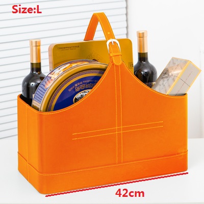 Förvaringskorg i imiterat pu-läder, bärbar förvaringskorg för frukt: Ljusgrön