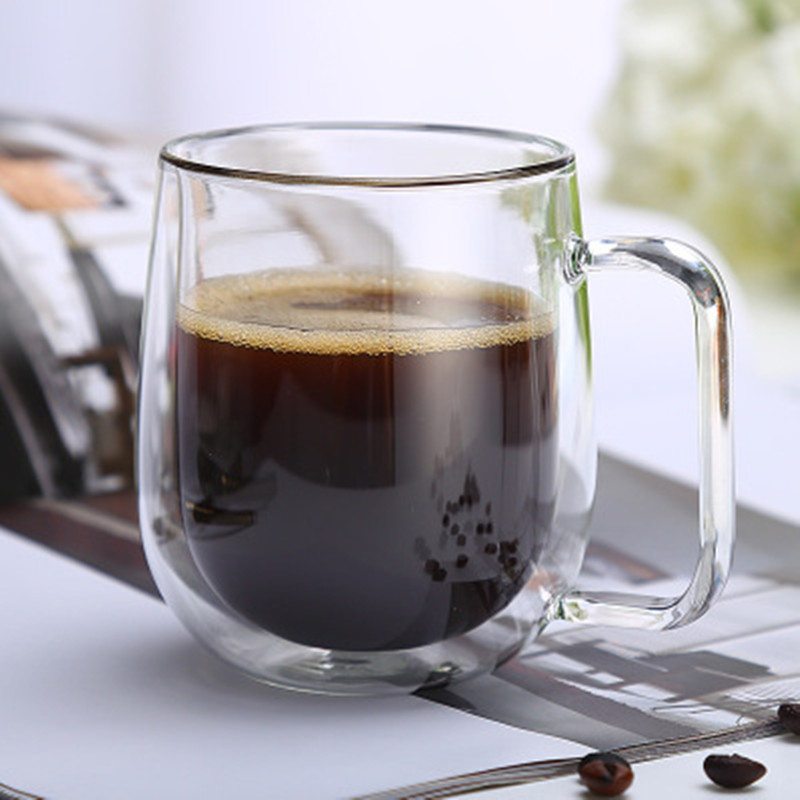Water Fles Koffie Cup Hittebestendige Dubbele Wand Glazen Beker Bier Handgemaakte Melk Citroensap Cup Drinkware Thee Mokken: C 300ml