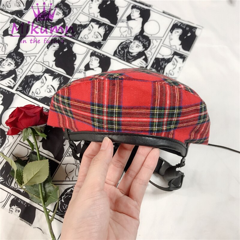 Stijl Gothic Punk Harajuku Verstelbare Gesp Vrouwen Vintage Rode Plaid Baret Hoeden Cool Girl Schilder Hoeden