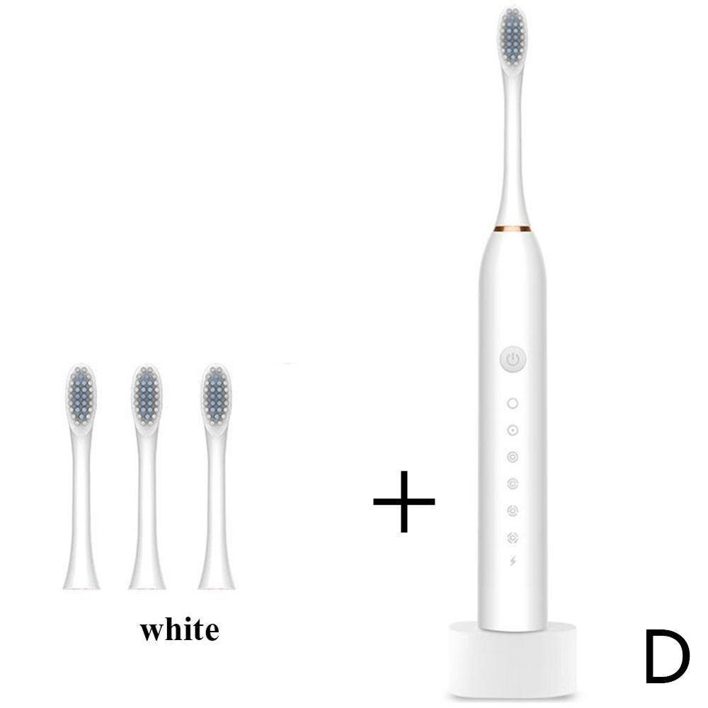 Electric Toothbrush Sonic Vibration 6 Files Adult Household Soft Fur USB Charging Waterproof Electric Toothbrush: D