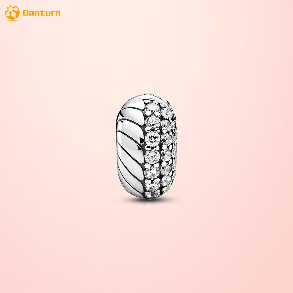 Danturn Autunno 925 sterlina d'argento perlina Pavé Catena Del Serpente Del Modello Della clip di Fascino misura il Braccialetto Europeo Originale Produzione di Monili Delle Donne