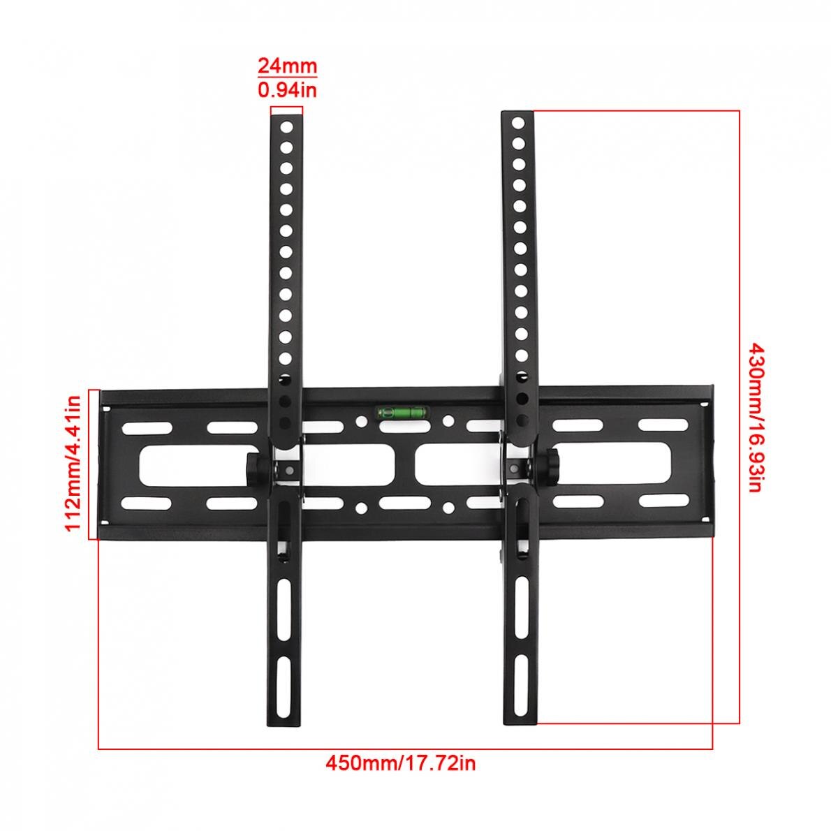 Universal 30KG Adjustable TV Wall Mount Bracket Flat Panel TV Frame Support 15 Degrees Tilt with Level for 26 - 55 Inch LCD LED