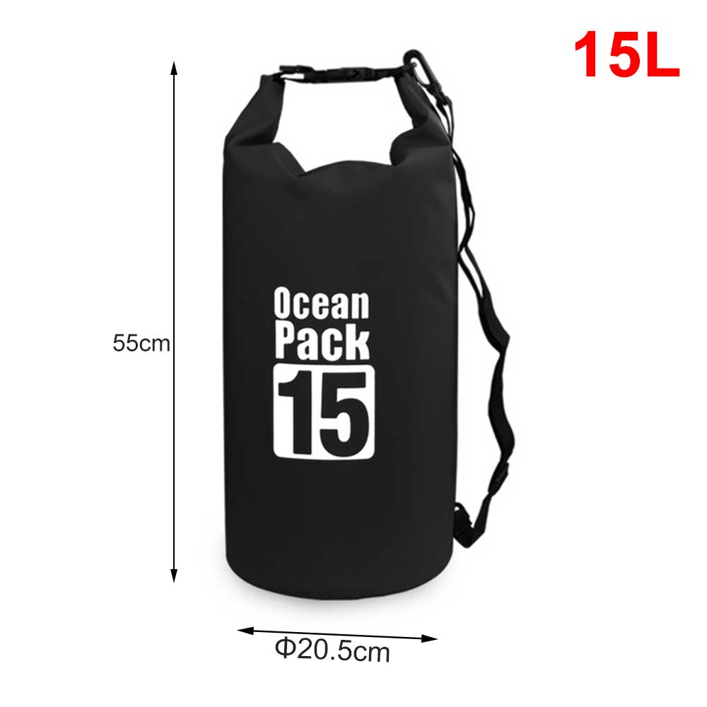 Waterproof Dry Backpack Floating Shoulder Bag Roll Top Sack for Kayaking Rafting Boating River Trekking Swimming Pool Outdoor: Black 15L