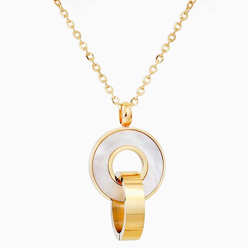 Conjuntos de joias de moda, conjuntos de joias da moda, cores douradas, aço inoxidável, pingente de concha, colar, brincos, acessórios para mulheres, festa de casamento: necklace
