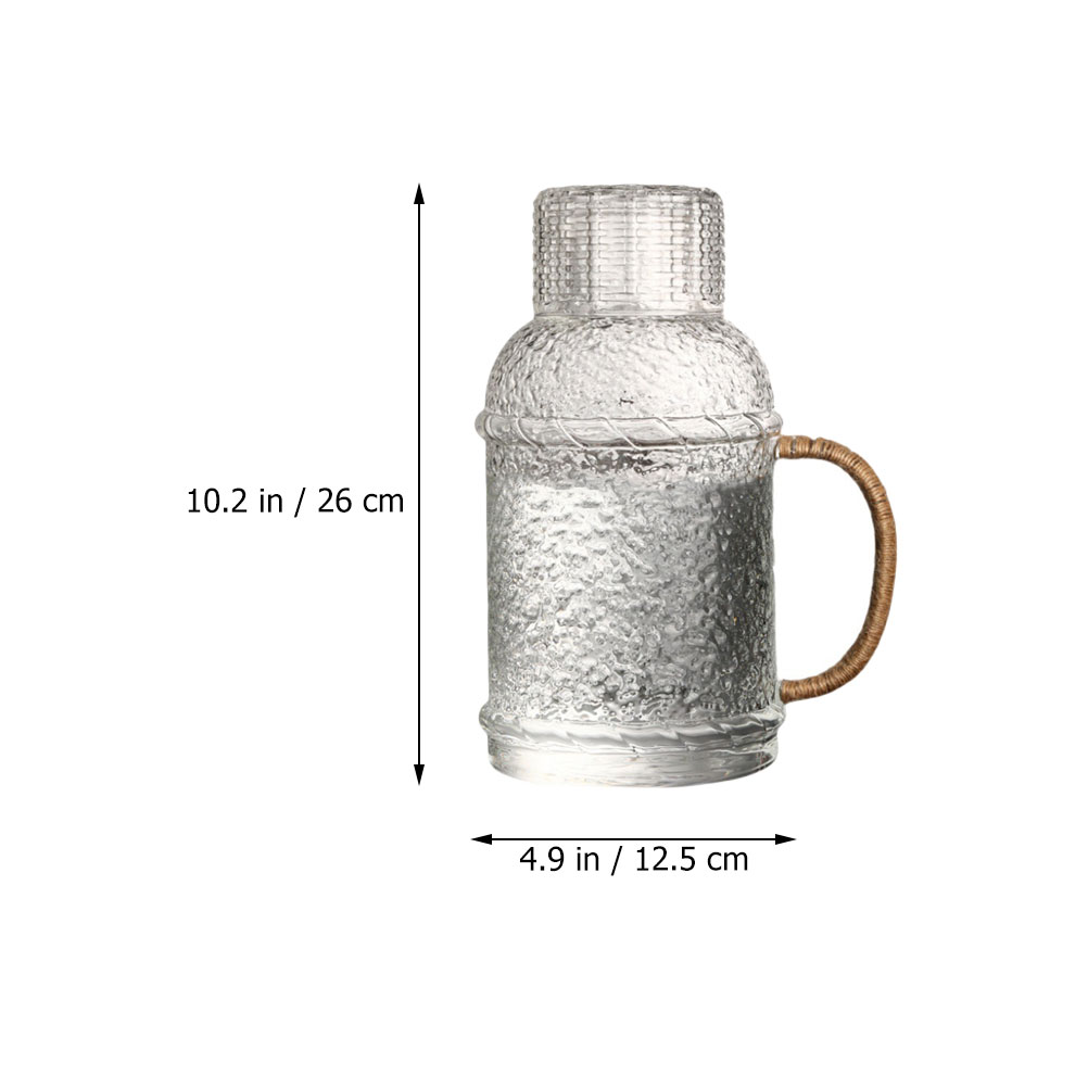 1 Set Glass Water Jug with Lid Clear Water Pitcher Household Water Jug Tea Container