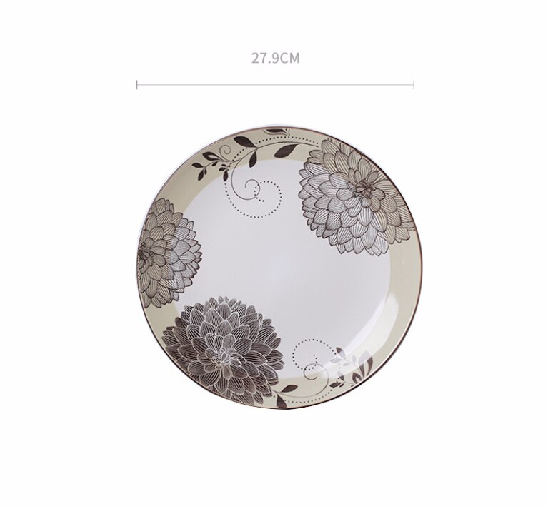 Vajilla creativa de cerámica pintada a mano platos de impresión para Hotel, restaurante, plato de ensalada para cerámica para el hogar, vajilla: L-4