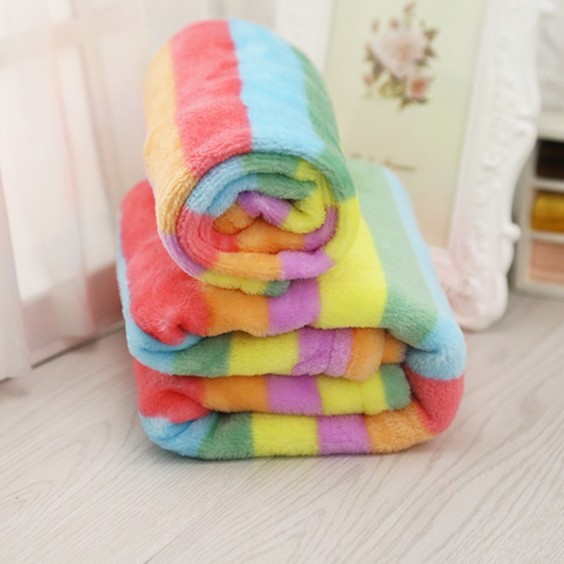 Holapet Leuke Warm Huisdier Bed Mat Cover Regenboog Coral Fleece Kat Hond handdoek Zachte Fleece Bed Deken voor Kleine Medium Grote Honden S M L