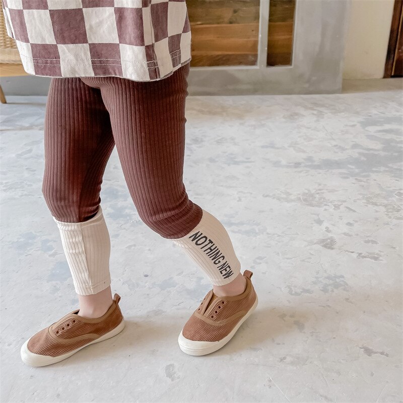 Leggings elastici patchwork per bambina pantaloni corti all-match per bambini 2 colori