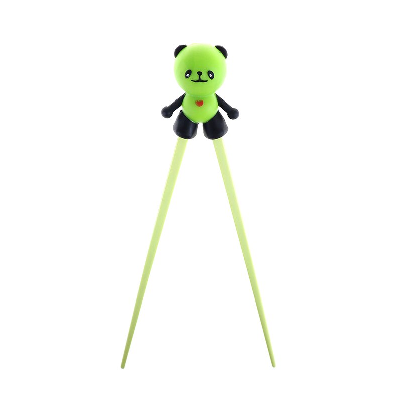 1 Pair Helper Chopstick Silicone Cartoon Panda Children Baby Learning Training Chopsticks Beginner Easy Use: Green