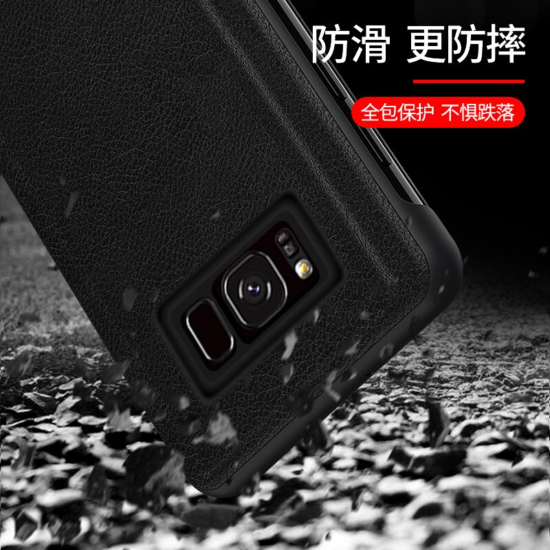 2020 del nuovo Sereno accorto Visualizza Specchio Finestra di Vibrazione di Caso per Samsung galassia Nota 8 9 3D Del Cuoio Del Basamento Della Copertura Posteriore Nota8 Nota9 Funda Capa