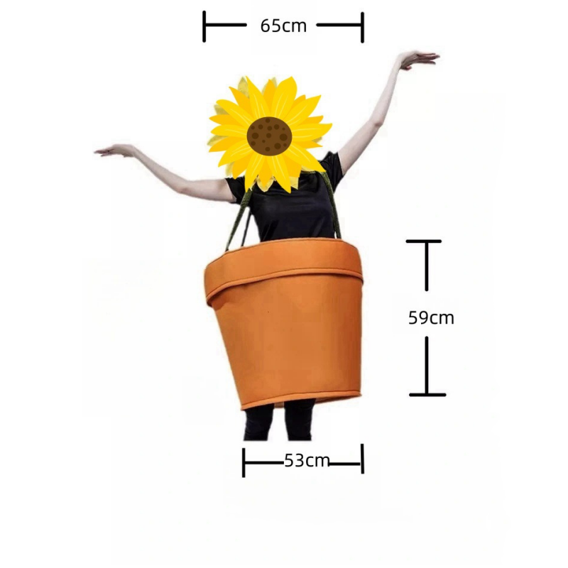 Halloween Flower Pot Costume for Adults Cosplay Women's Sunflower Costume with Headpiece for Garden Theme Party: Beige