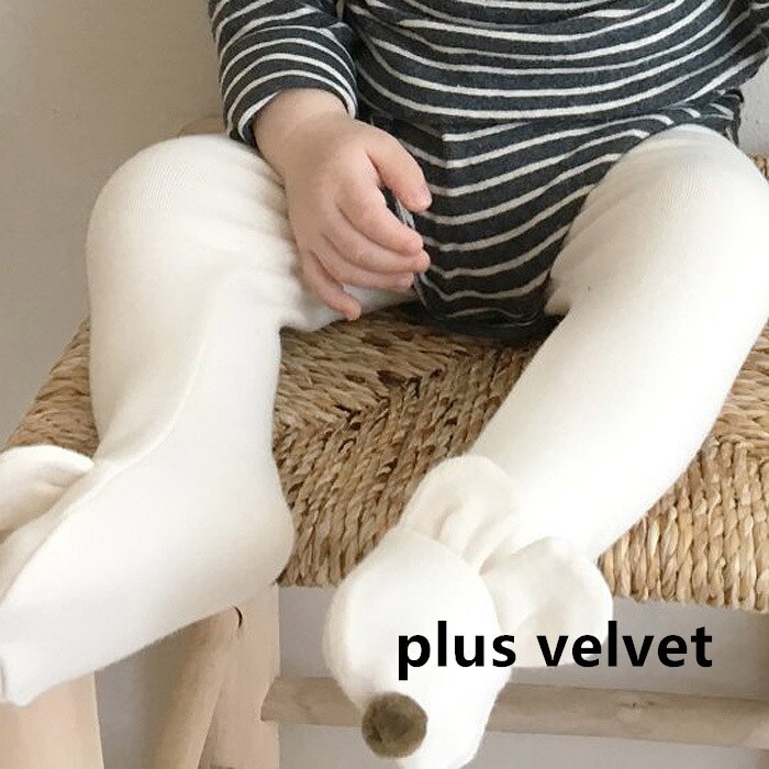 Baby Leggings Ins Herfst Winter Baby Cartoon Plus Fluwelen Warme Broek Meisje Jongen Peuter Leggings: white plus velvet / 6m