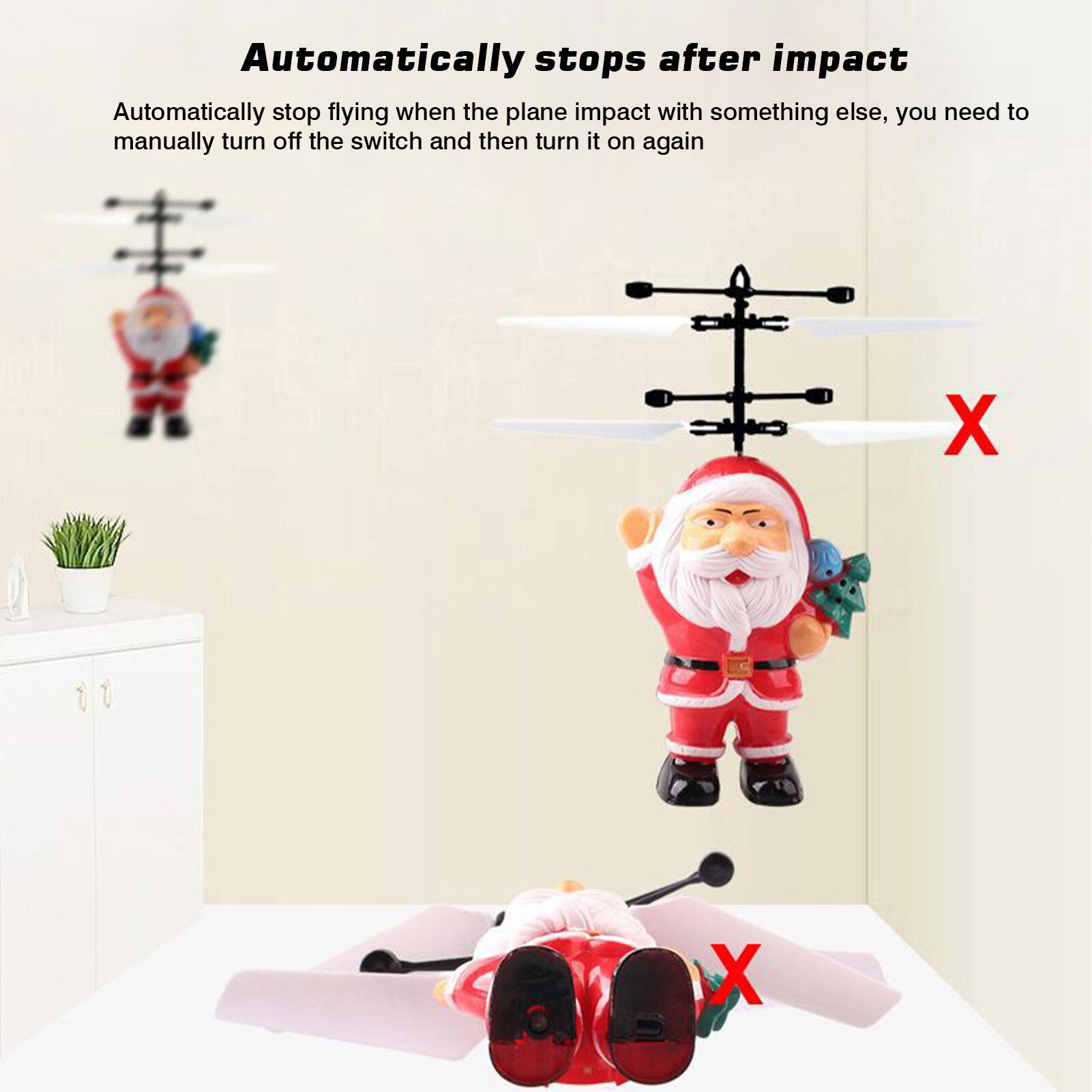 Flying Santa Claus RC Flying Toy Infrared Induction RC Santa Copter With USB Charging Funny For Children Kids