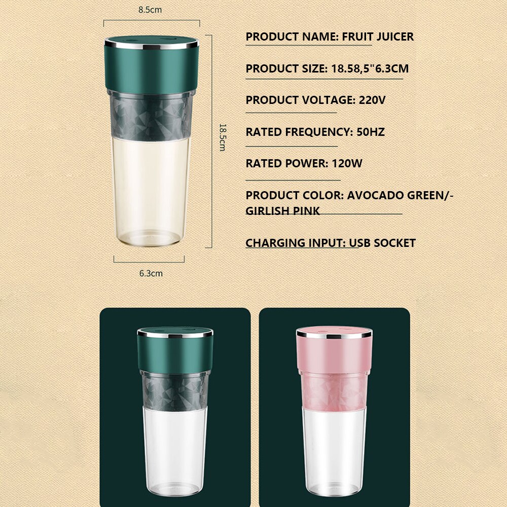 Mini Portable Juicer Orange USB Electric Mixer Fruit Smoothie Blender For Machine Personal Food Processor Maker Juice Extractor