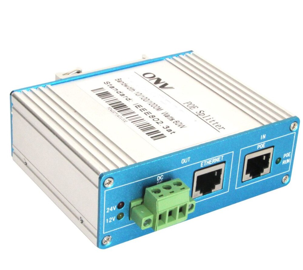 Single Port Gigabit PoE Splitter with 2x 10/100/1000M RJ45 Ports. Each PoE Port Power is 60W